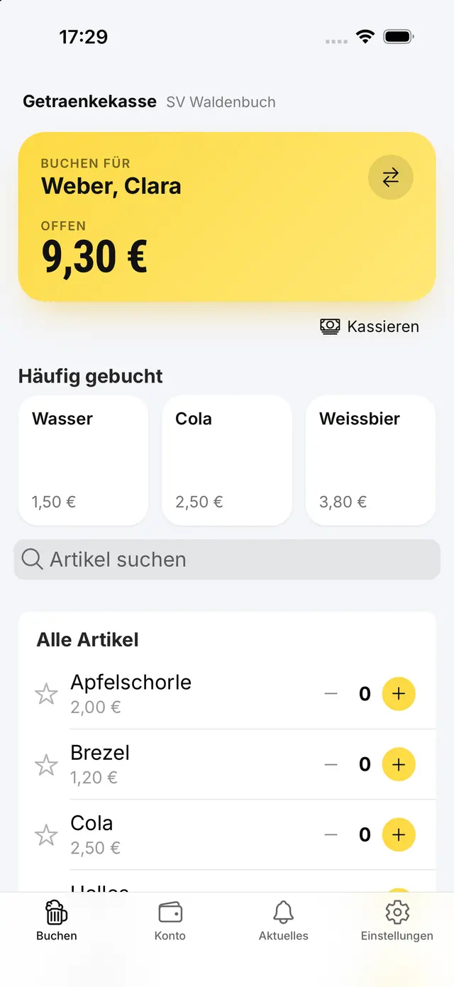 Booking in the app