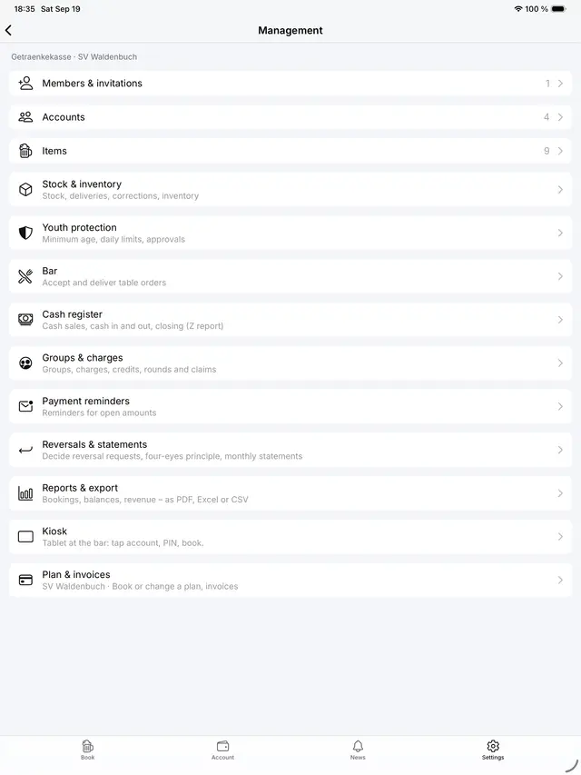 Management on the iPad
