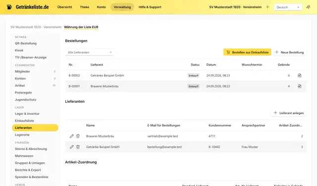 Suppliers and purchase orders
