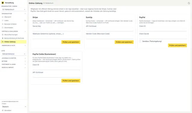 Setting up online payments